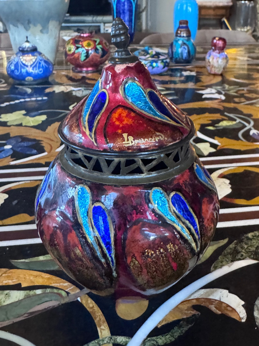 Léon Brunard (1872-1931) Covered Potpourri Dish In Enameled Copper – Circa 1920  -photo-2