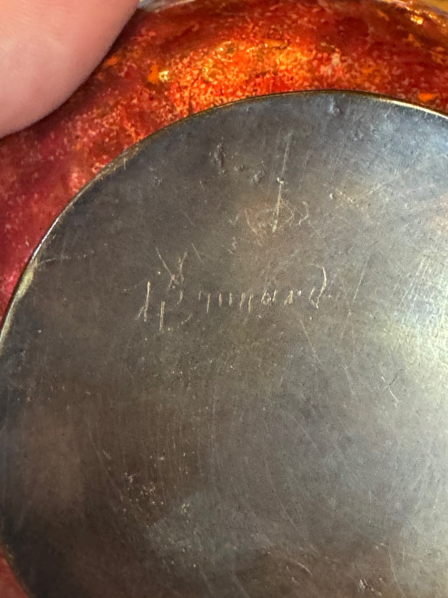 Léon Brunard (1872-1931) Enamelled Copper Vase With Geometric Decoration – Art Deco, Circa 1920  -photo-1