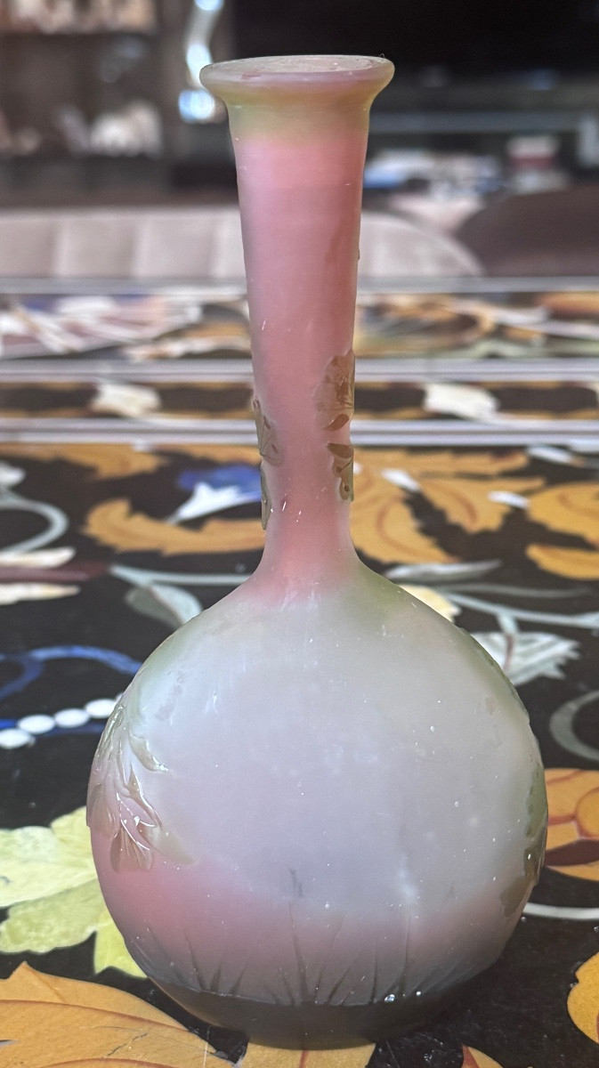 émile Gallé (1846-1904) - Multilayer Glass Soliflore Vase With Plant Decoration.-photo-4