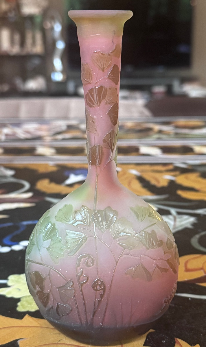 émile Gallé (1846-1904) - Multilayer Glass Soliflore Vase With Plant Decoration.-photo-2