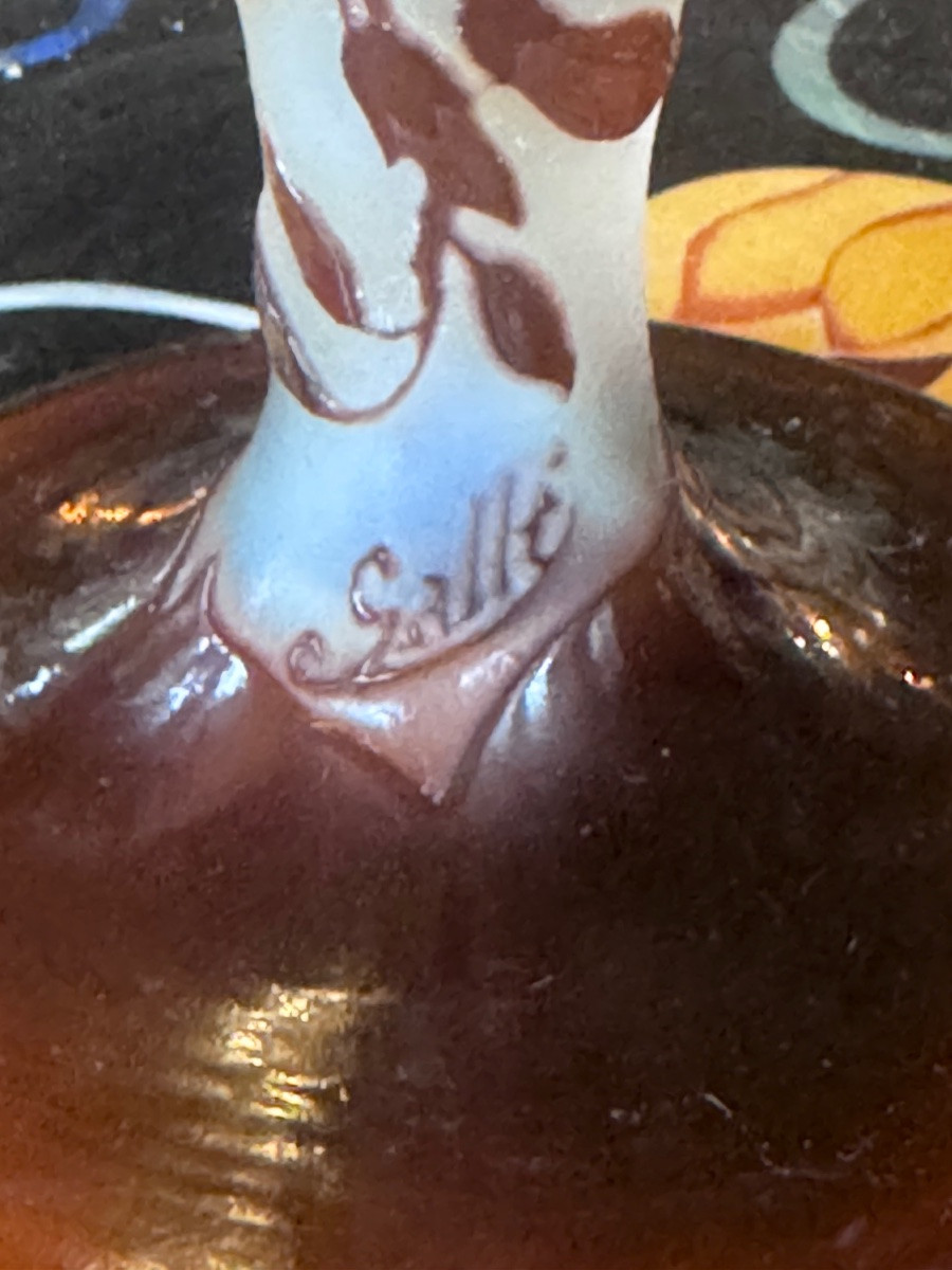 Émile Gallé (1846–1904) – Pied de lampe en verre multicouche à décor végétal .-photo-1
