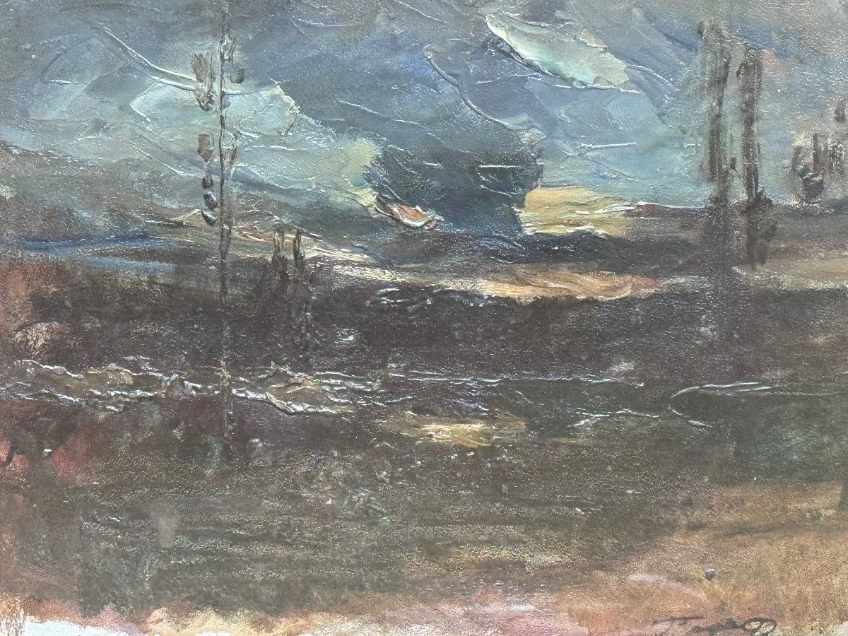 François-Auguste Ravier (1814–1895) – Paysage du Dauphiné, huile sur toile marouflée .-photo-4