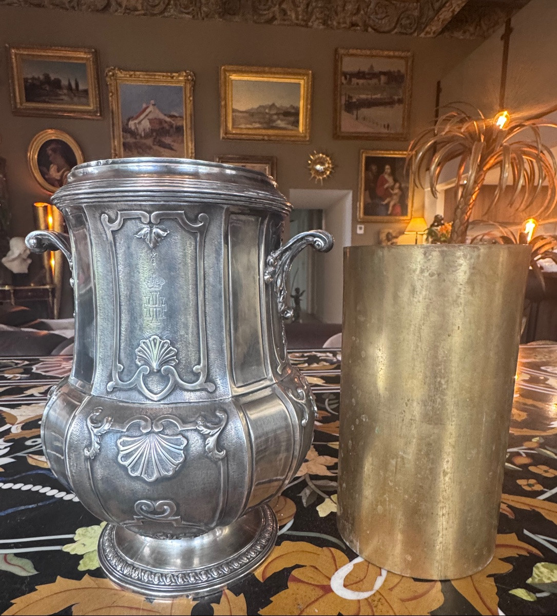 Solid Silver Bottle Cooler, Napoleon III Period - Maison Leroy (veuve & Cie)-photo-1