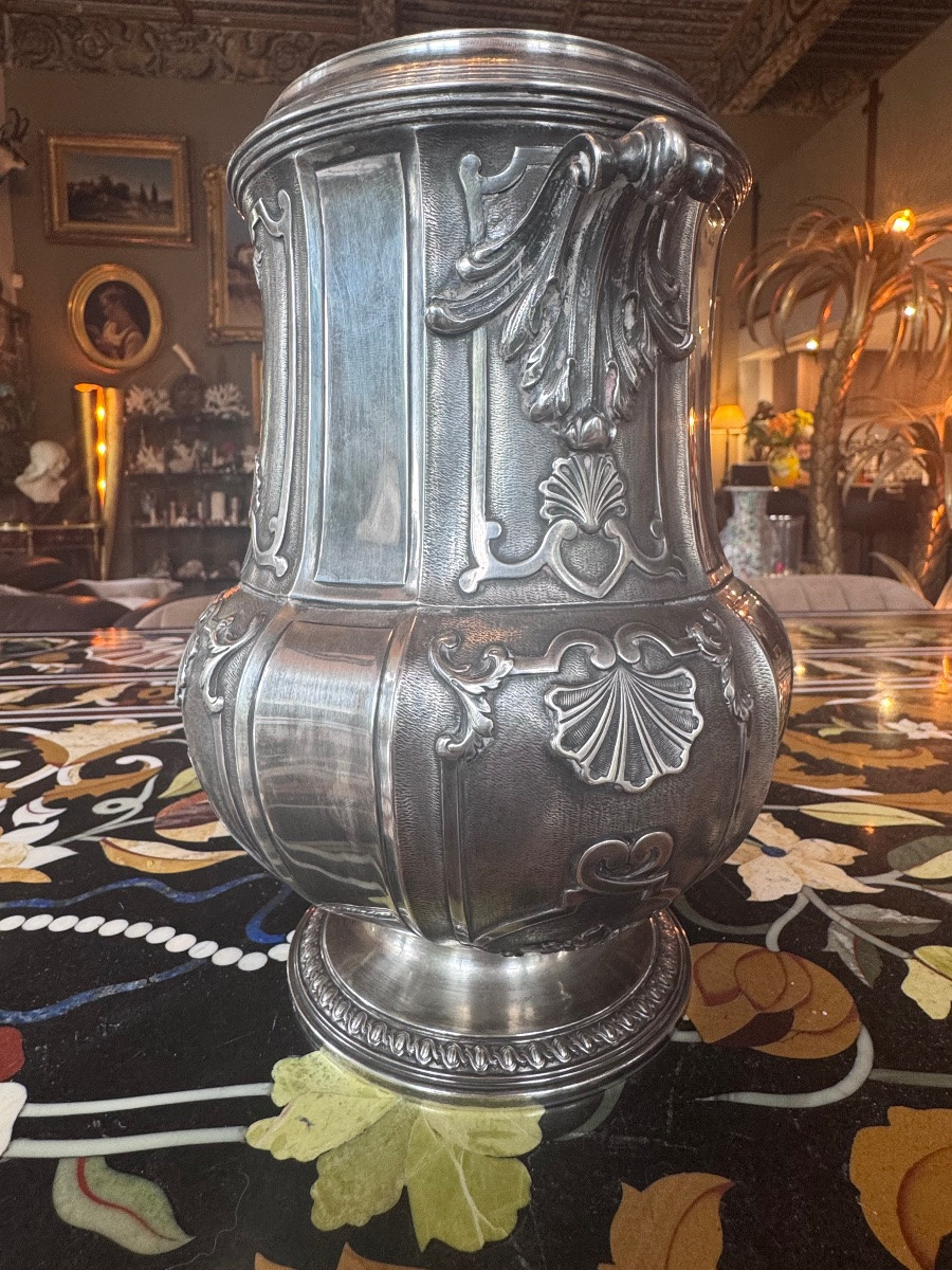 Solid Silver Bottle Cooler, Napoleon III Period - Maison Leroy (veuve & Cie)-photo-2