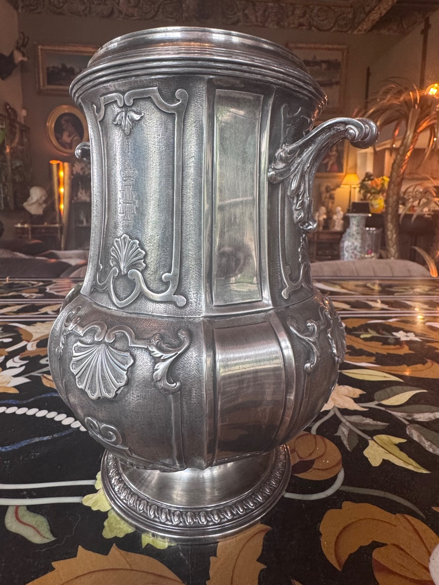 Solid Silver Bottle Cooler, Napoleon III Period - Maison Leroy (veuve & Cie)-photo-3
