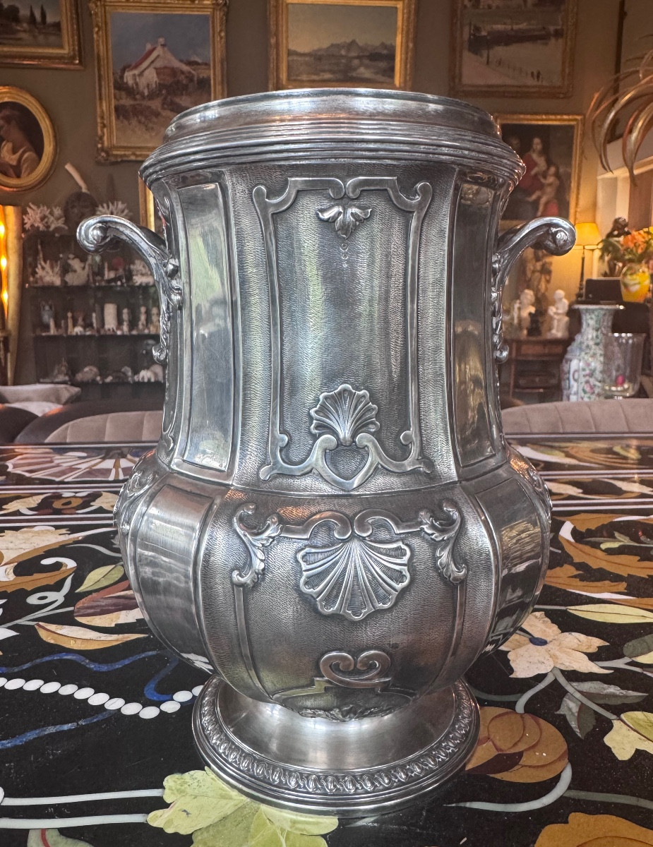 Solid Silver Bottle Cooler, Napoleon III Period - Maison Leroy (veuve & Cie)