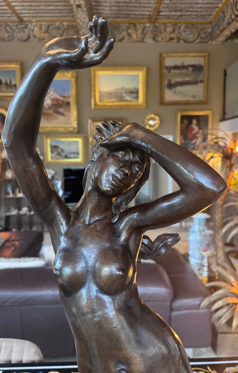 Joseph Pollard (1853–1922)  Sculpture en bronze à patine médaille .-photo-2