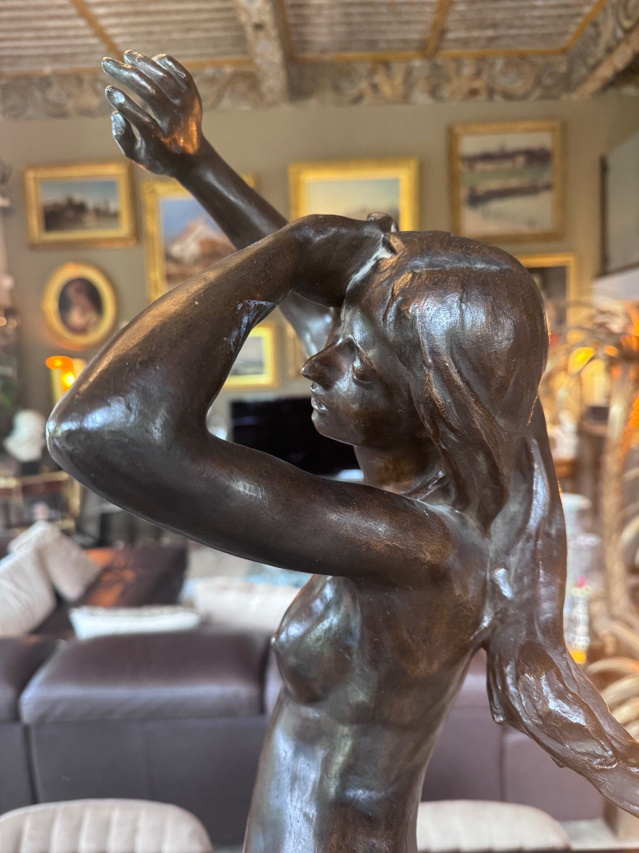 Joseph Pollard (1853–1922)  Sculpture en bronze à patine médaille .-photo-2
