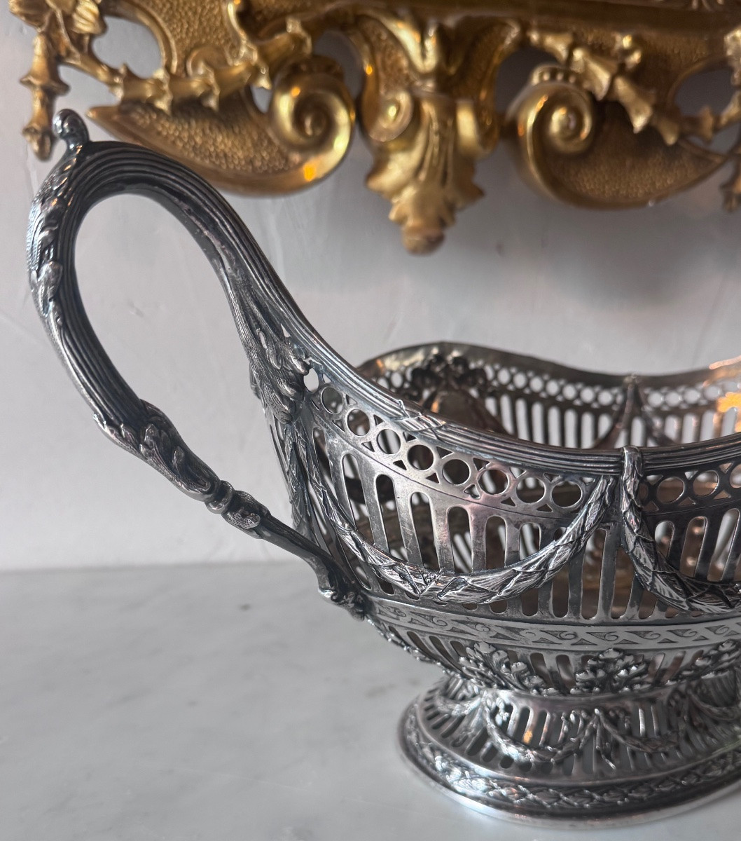 Grande jardinière en argent massif d’époque Napoléon III, de style Louis XVI .-photo-3