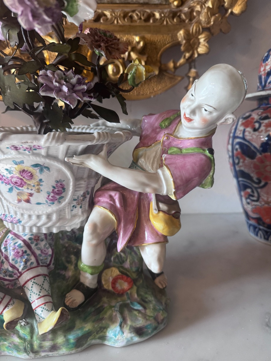 Large Polychrome Porcelain Jardinière By Edmé Samson, Late 19th Century-photo-2