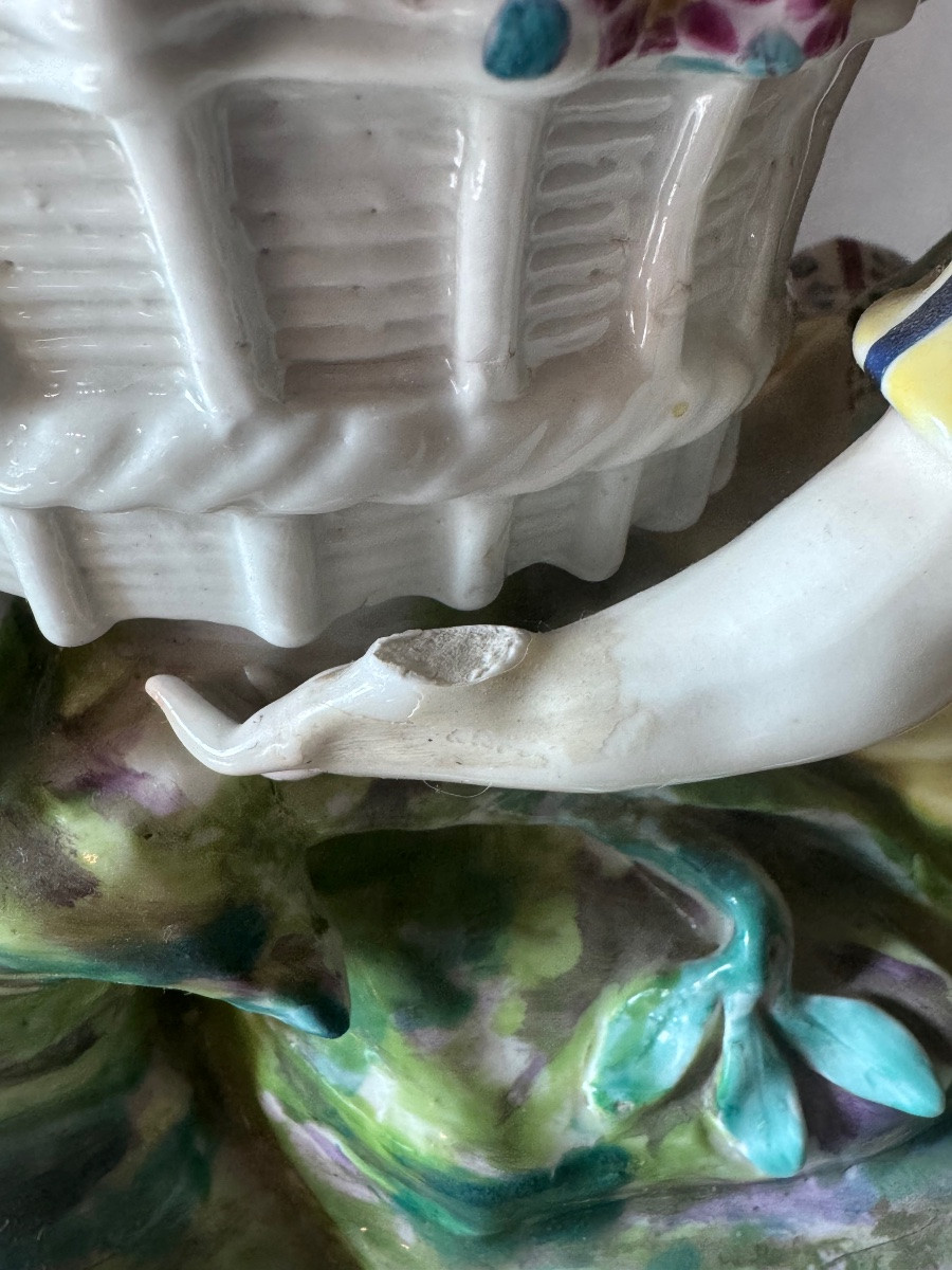 Large Polychrome Porcelain Jardinière By Edmé Samson, Late 19th Century-photo-2