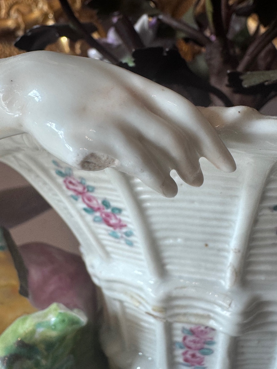 Large Polychrome Porcelain Jardinière By Edmé Samson, Late 19th Century-photo-3