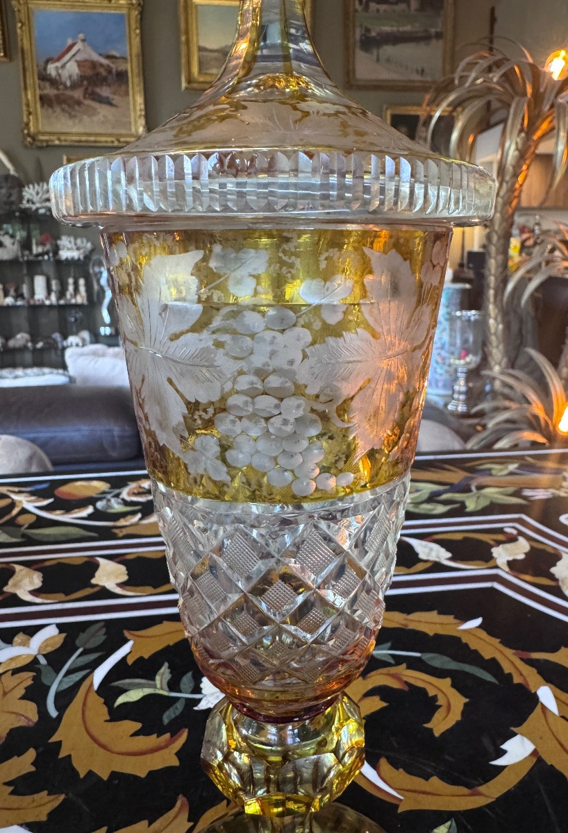 Large Covered Bohemian Crystal Drageur, Late 19th Century.-photo-2