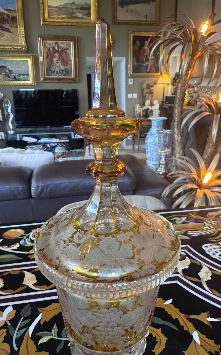 Large Covered Bohemian Crystal Drageur, Late 19th Century.-photo-3