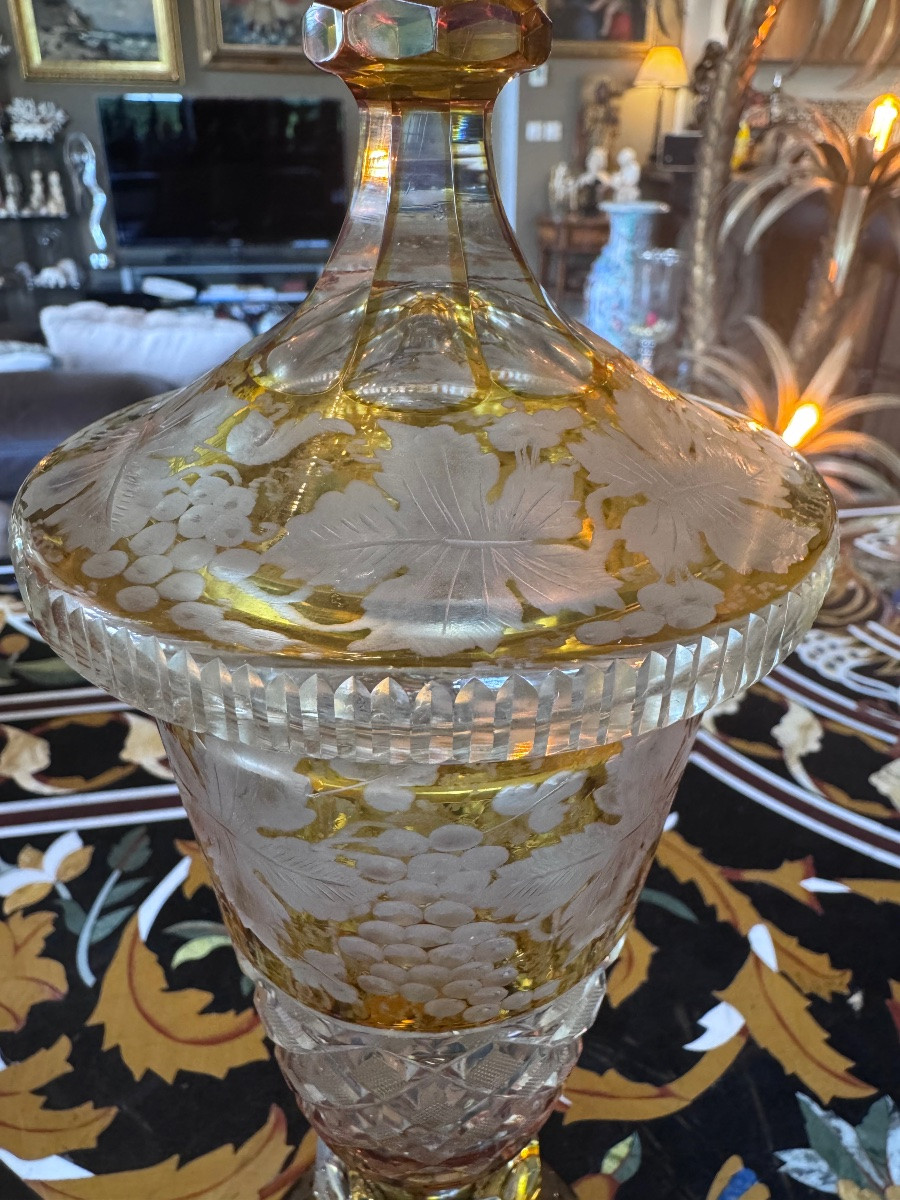 Large Covered Bohemian Crystal Drageur, Late 19th Century.-photo-4