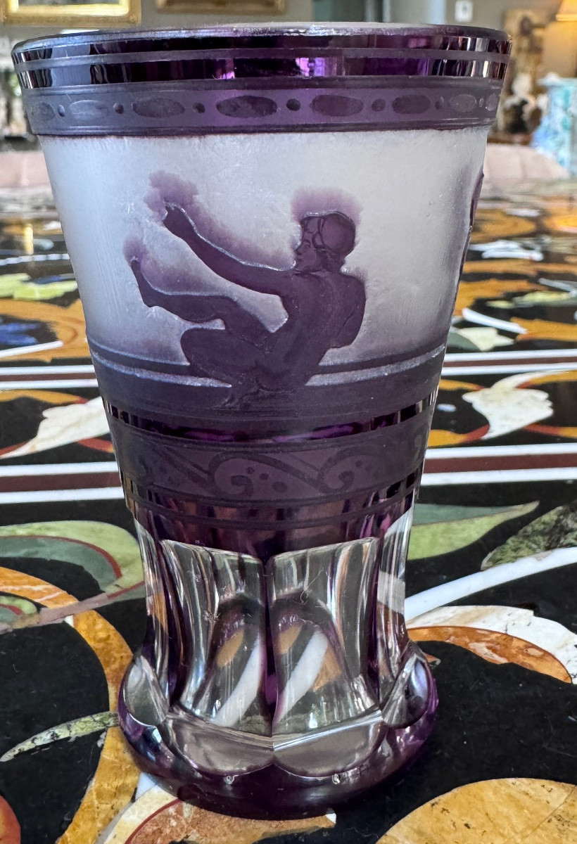 Petit vase en cristal de Bohème à décor dégagé à l’acide – fin XIXe siècle .-photo-3