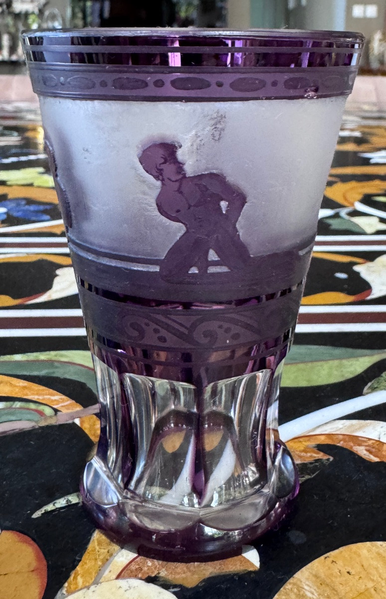 Petit vase en cristal de Bohème à décor dégagé à l’acide – fin XIXe siècle .-photo-4