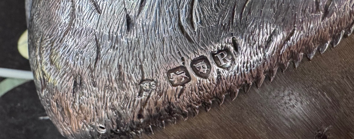 Silver-mounted Inkwell In Shoe Late 19th - Early 20th Century.-photo-1