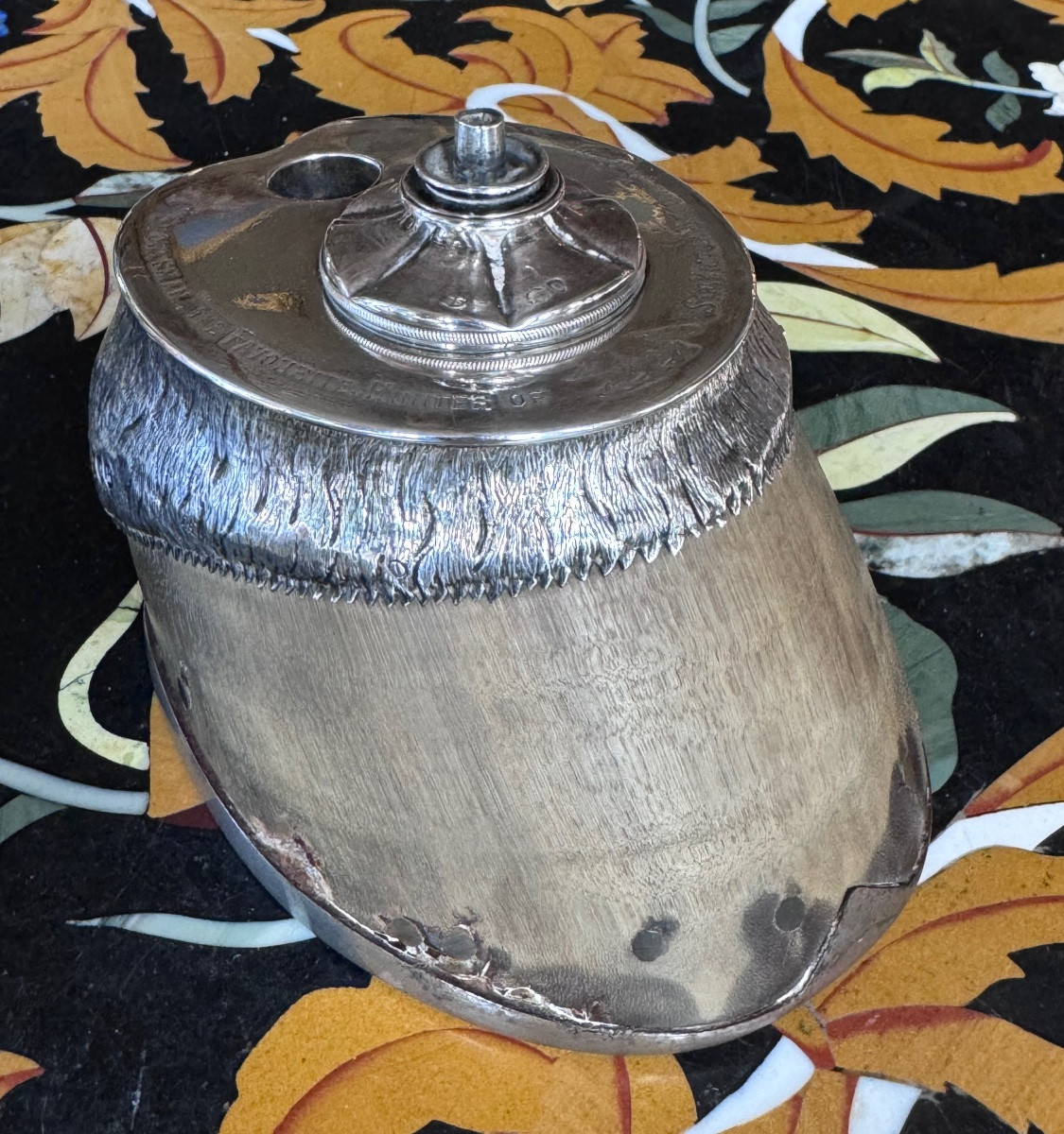 Silver-mounted Inkwell In Shoe Late 19th - Early 20th Century.-photo-2