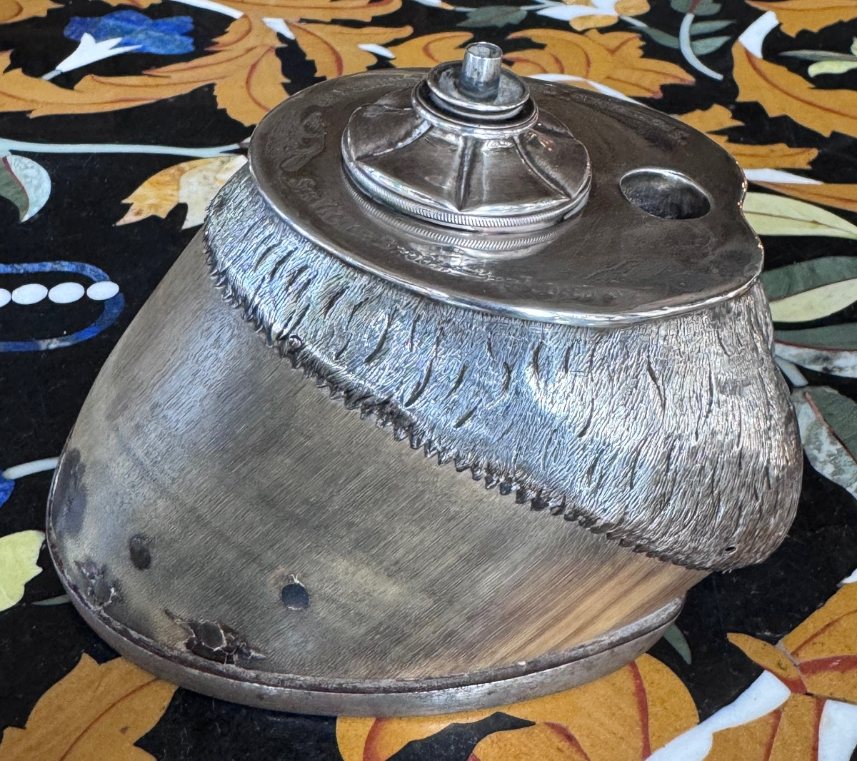 Silver-mounted Inkwell In Shoe Late 19th - Early 20th Century.-photo-4