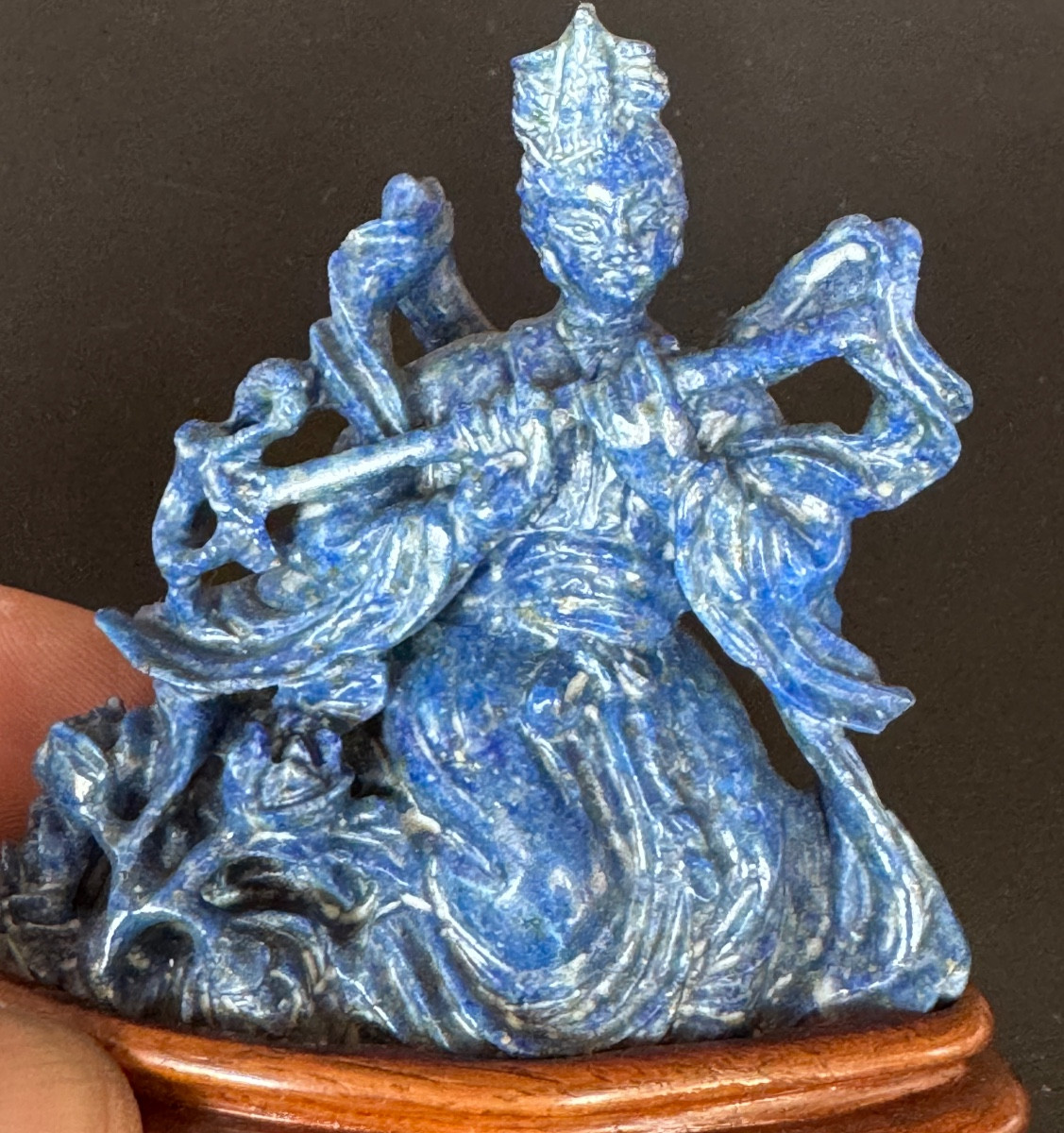 Lapis Lazuli Sculpture - Young Asian Musician - 20th Century