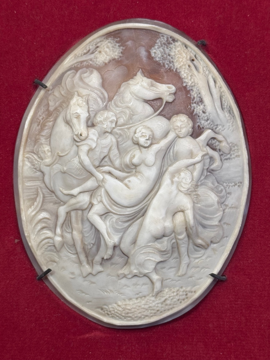 Carved Shell Cameo - Allegorical Scene - Grand Tour Work, 19th Century.