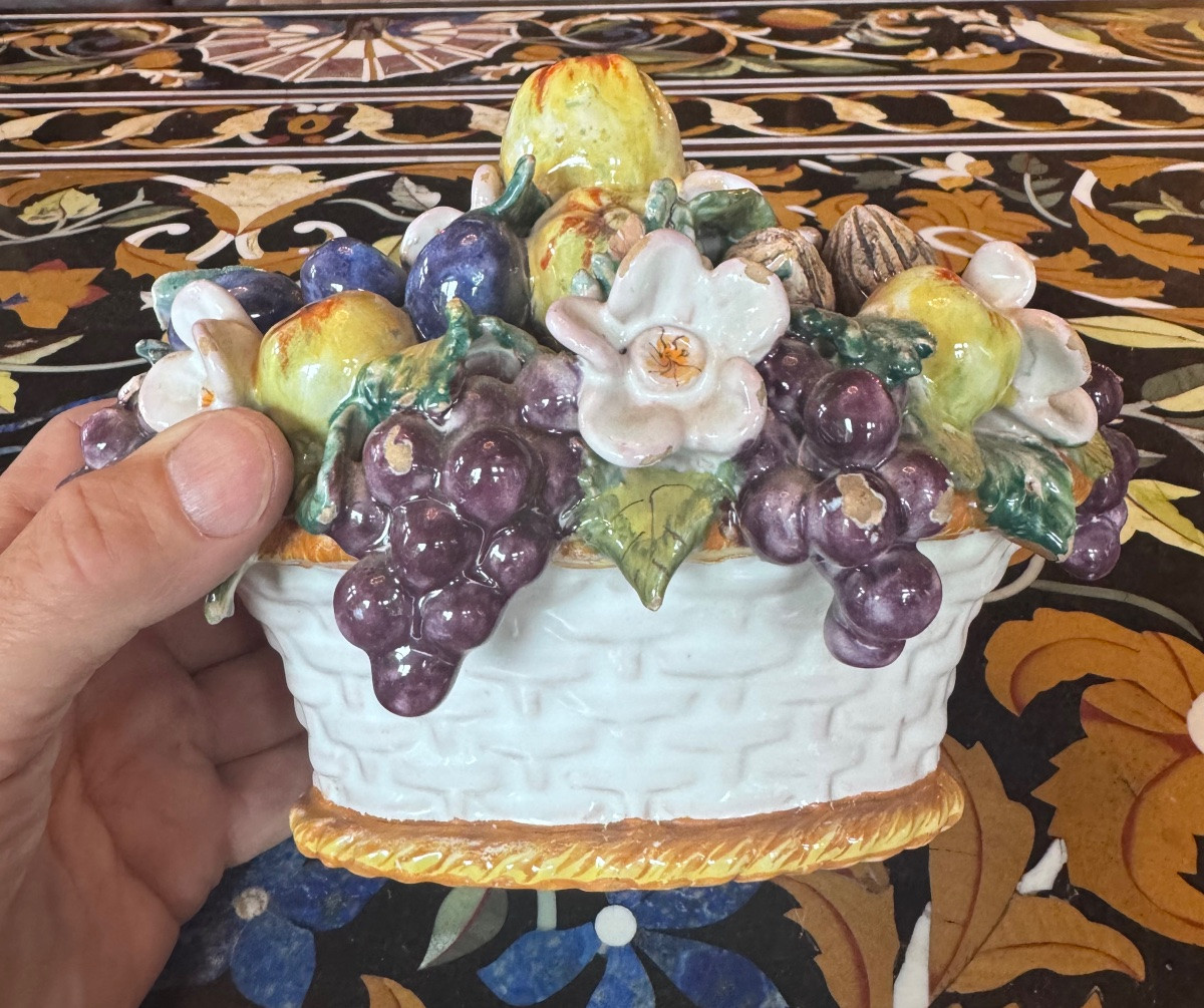 Malicorne Earthenware Centerpiece - Naturalistic Fruit Design - 20th Century .-photo-4