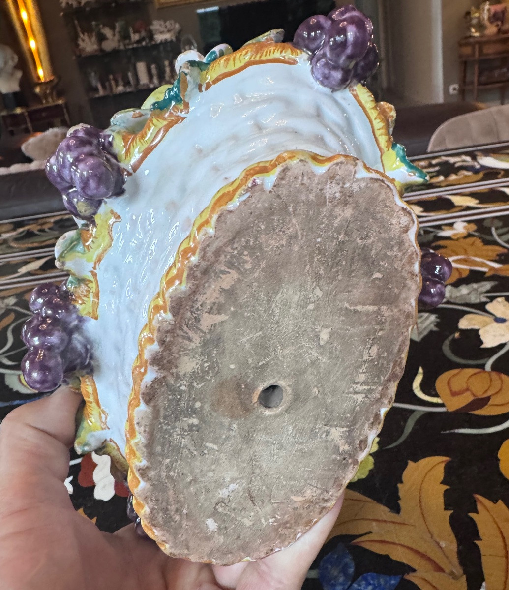 Malicorne Earthenware Centerpiece - Naturalistic Fruit Design - 20th Century .-photo-1