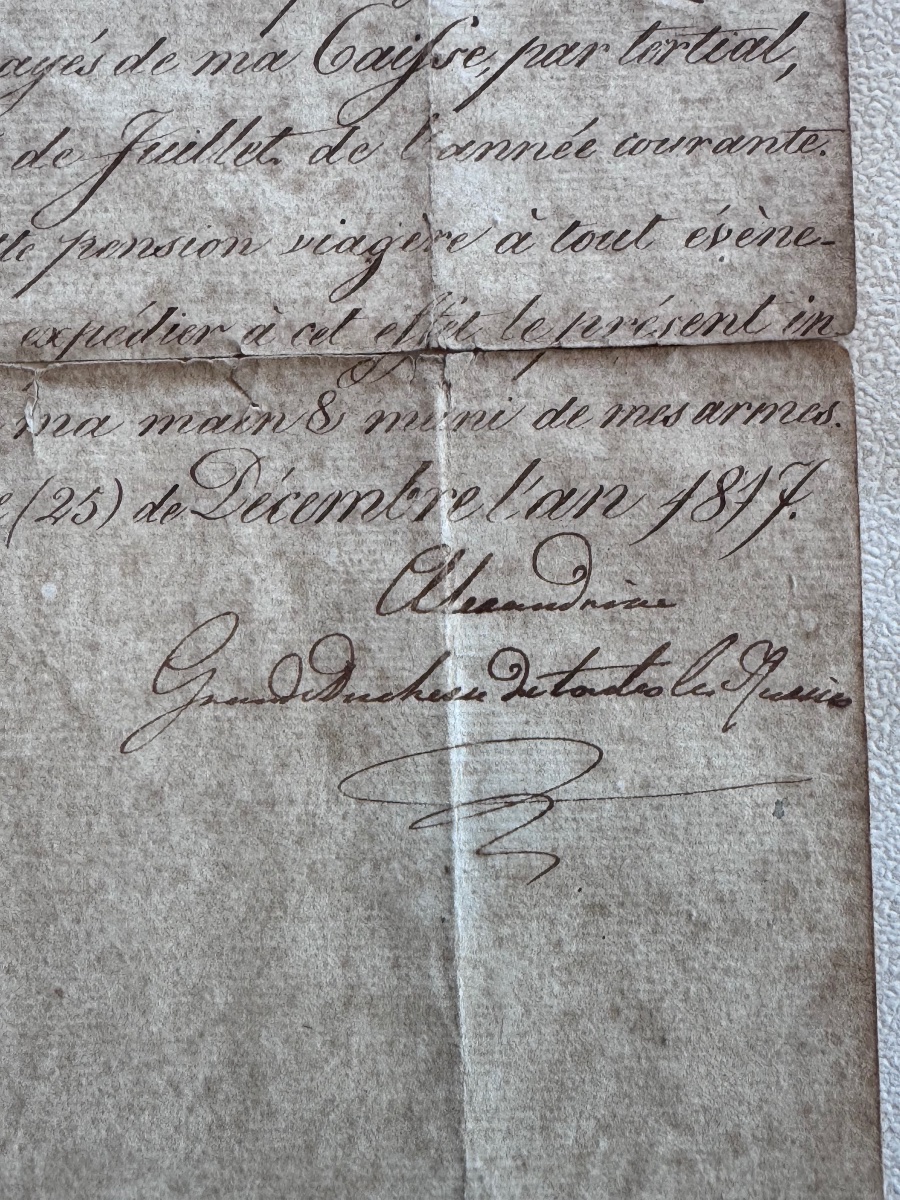 Lettre autographe signée de l’Impératrice Alexandra Feodorovna de Russie – Moscou, 1817  -photo-3