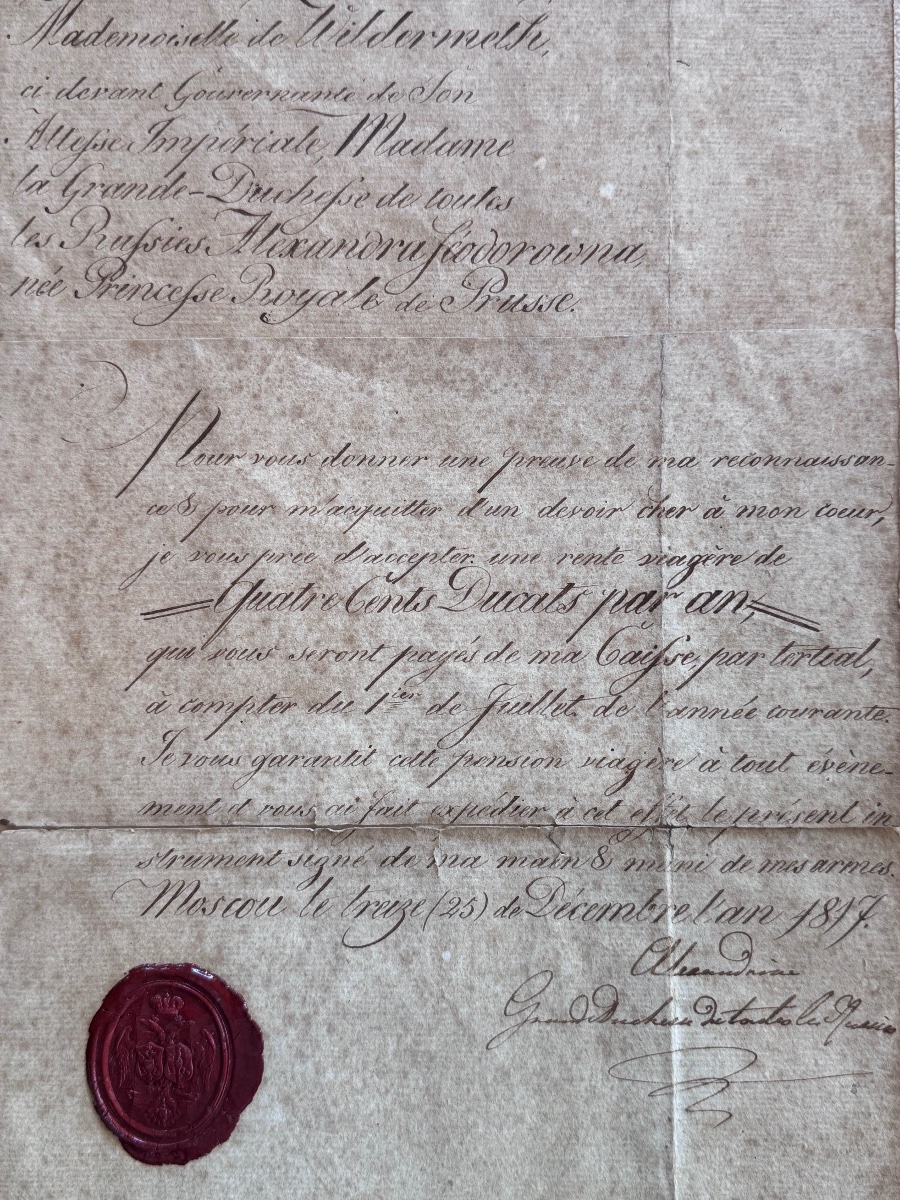 Lettre autographe signée de l’Impératrice Alexandra Feodorovna de Russie – Moscou, 1817  -photo-1