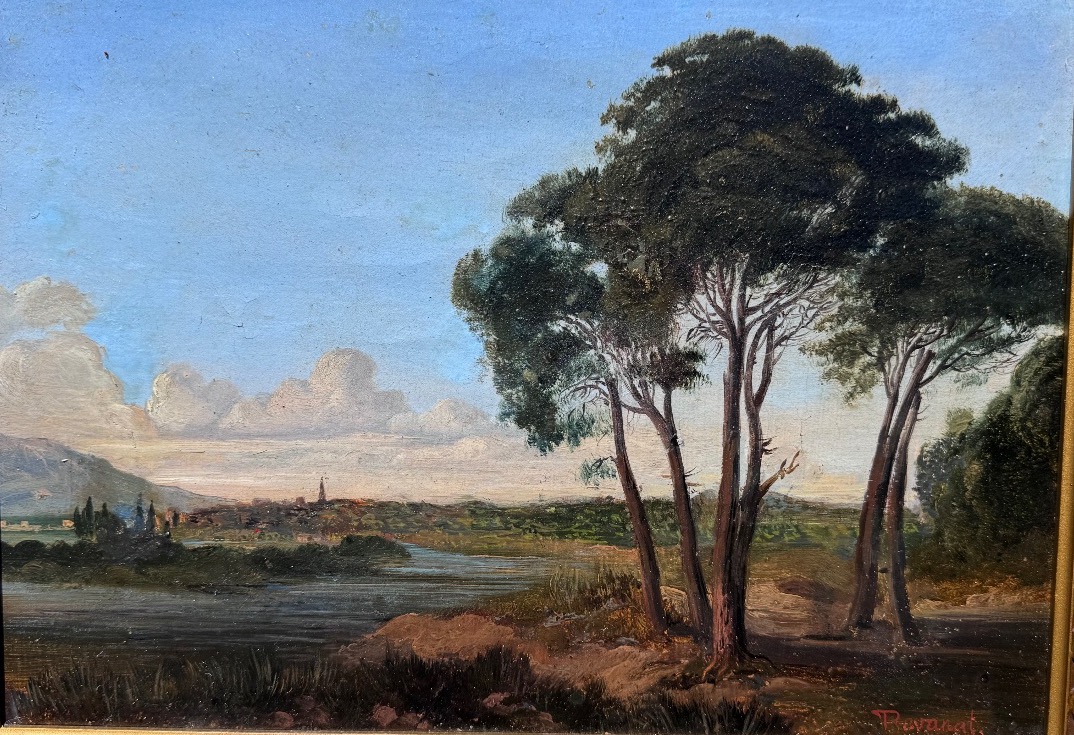 Théodore Ravanat (1812-1883) Lakescape With Pine Trees Oil On Canvas Signed.-photo-4