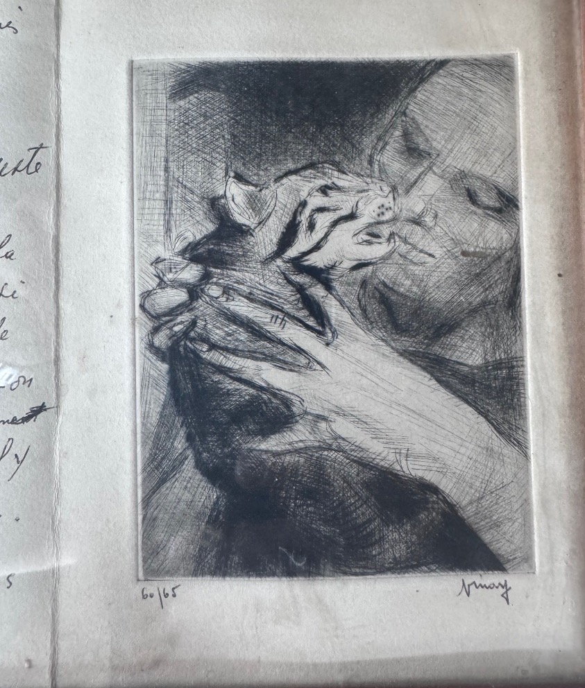 Jean Vinay (1907-1978) Le Chat Et La Main - Original Engraving Numbered And Annotated.-photo-3