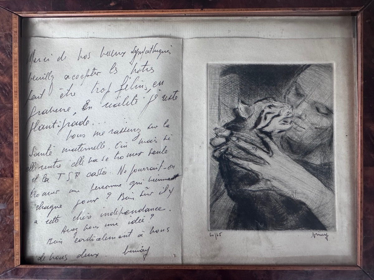 Jean Vinay (1907-1978) Le Chat Et La Main - Original Engraving Numbered And Annotated.-photo-4