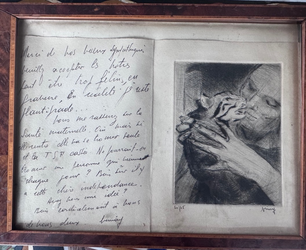 Jean Vinay (1907-1978) Le Chat Et La Main - Original Engraving Numbered And Annotated.