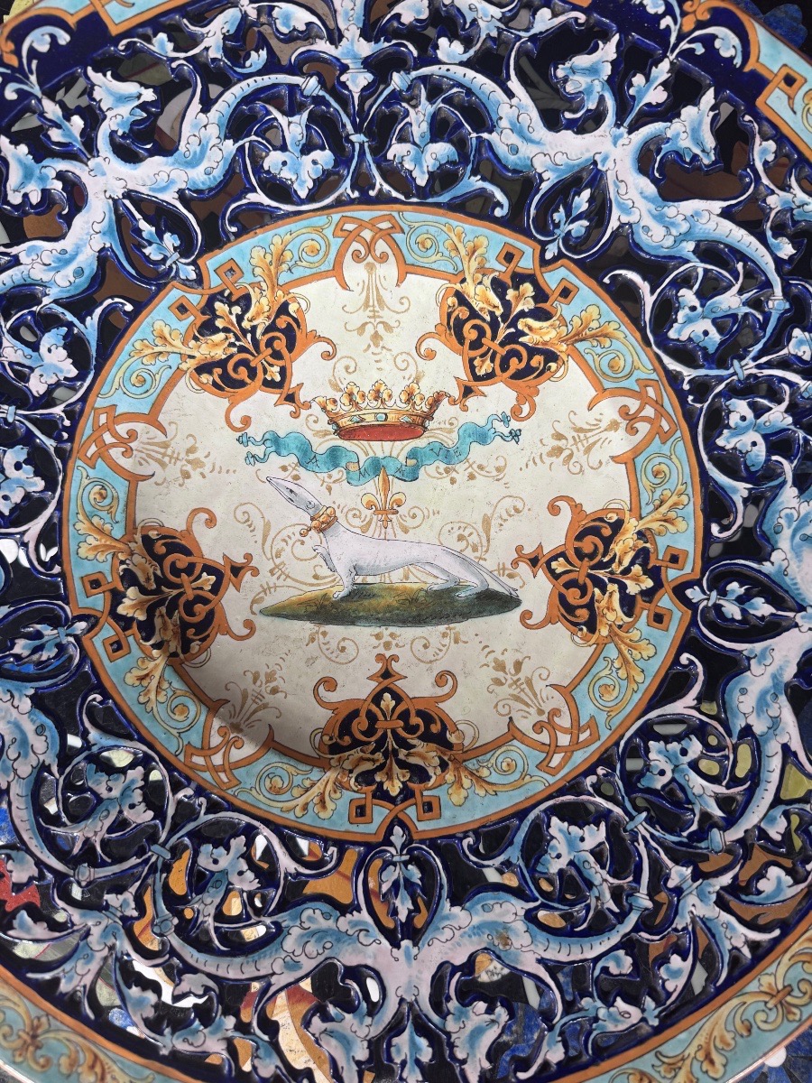 Grand plat ajouré en faïence de Blois – Émile Balon – Manufacture Ulysse Blois .-photo-2