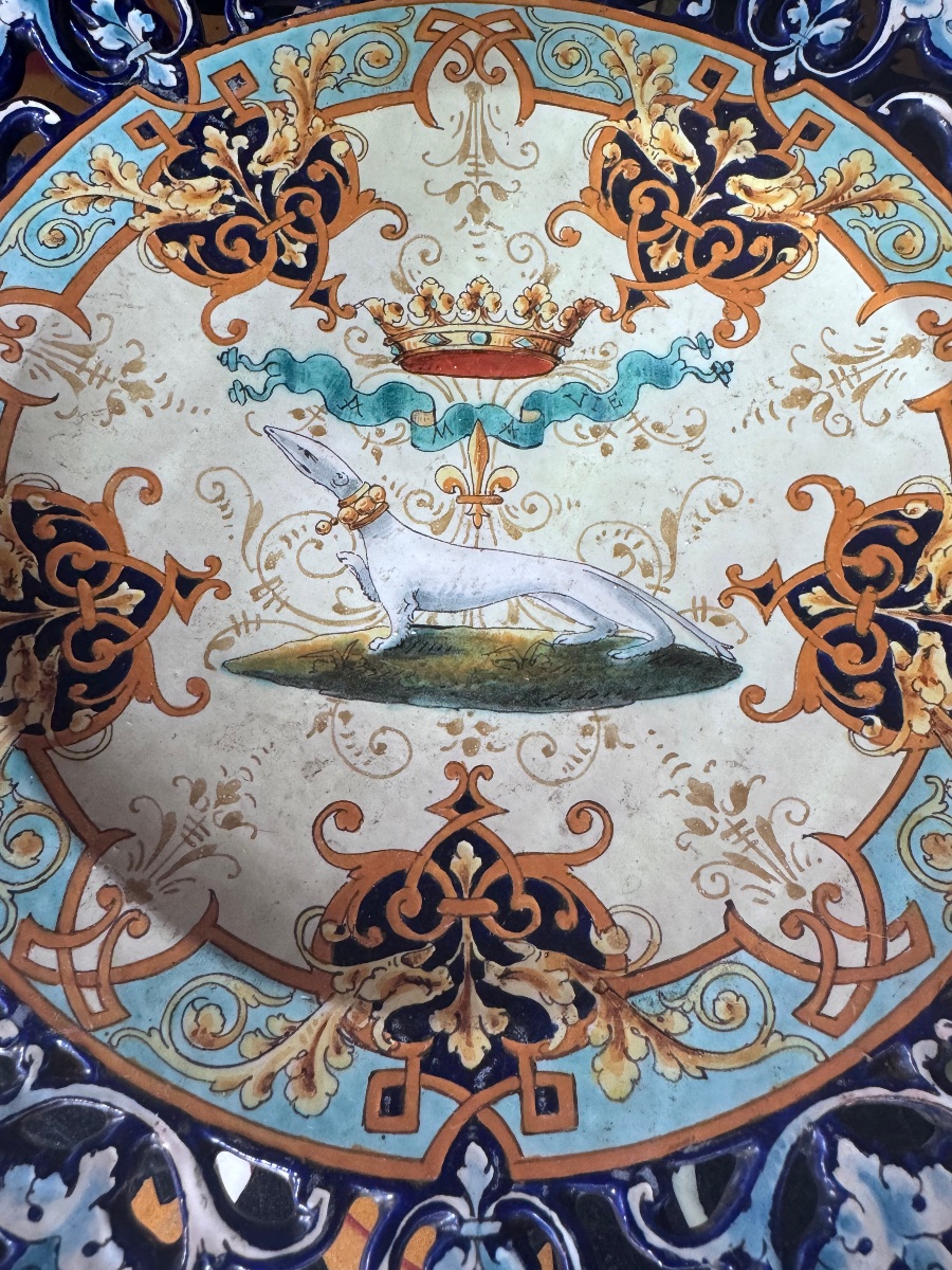 Grand plat ajouré en faïence de Blois – Émile Balon – Manufacture Ulysse Blois .-photo-3