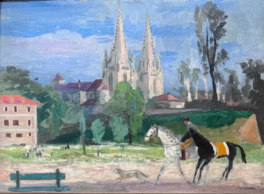 Jules Flandrin (1871-1947) Vue des environs de Bayonne – Huile sur panneau.-photo-5