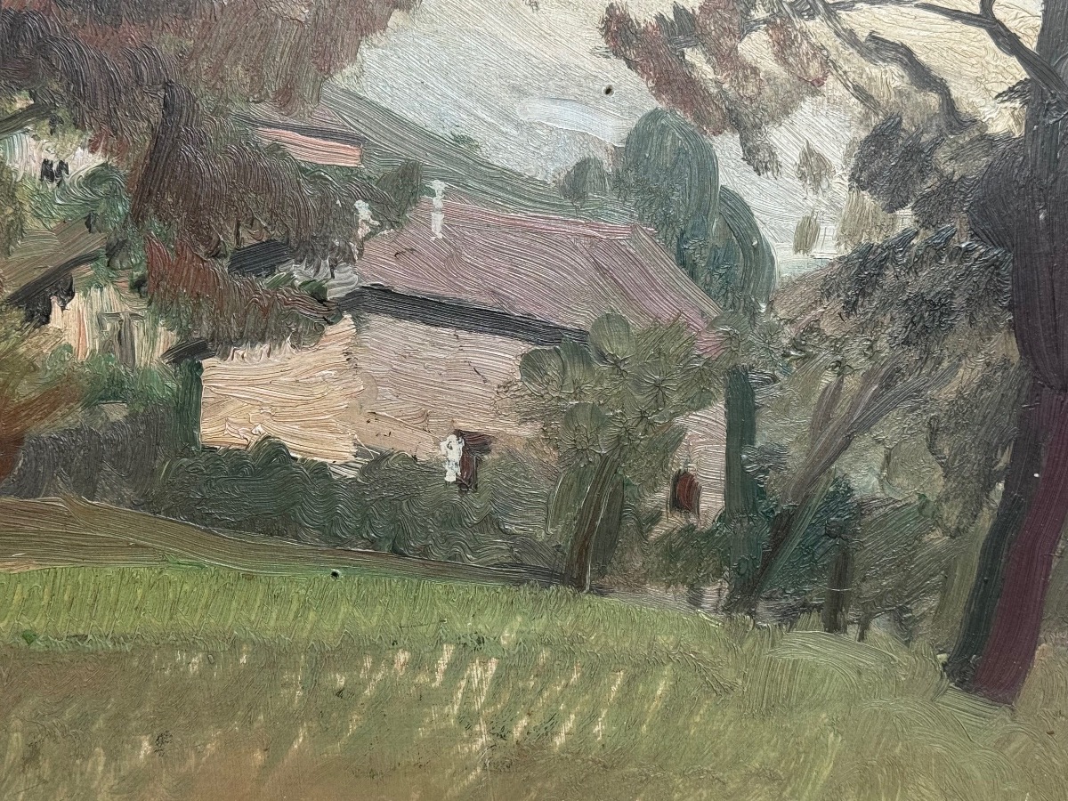 Jules Flandrin (1871-1947) - Paysage Des Environs De Corenc Oil On Panel .-photo-4