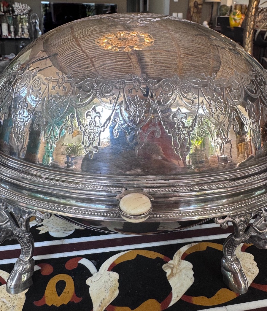 Silver-plated Metal Covered Food Warmer From The Adolphe Boulenger Collection, 19th Century -photo-2