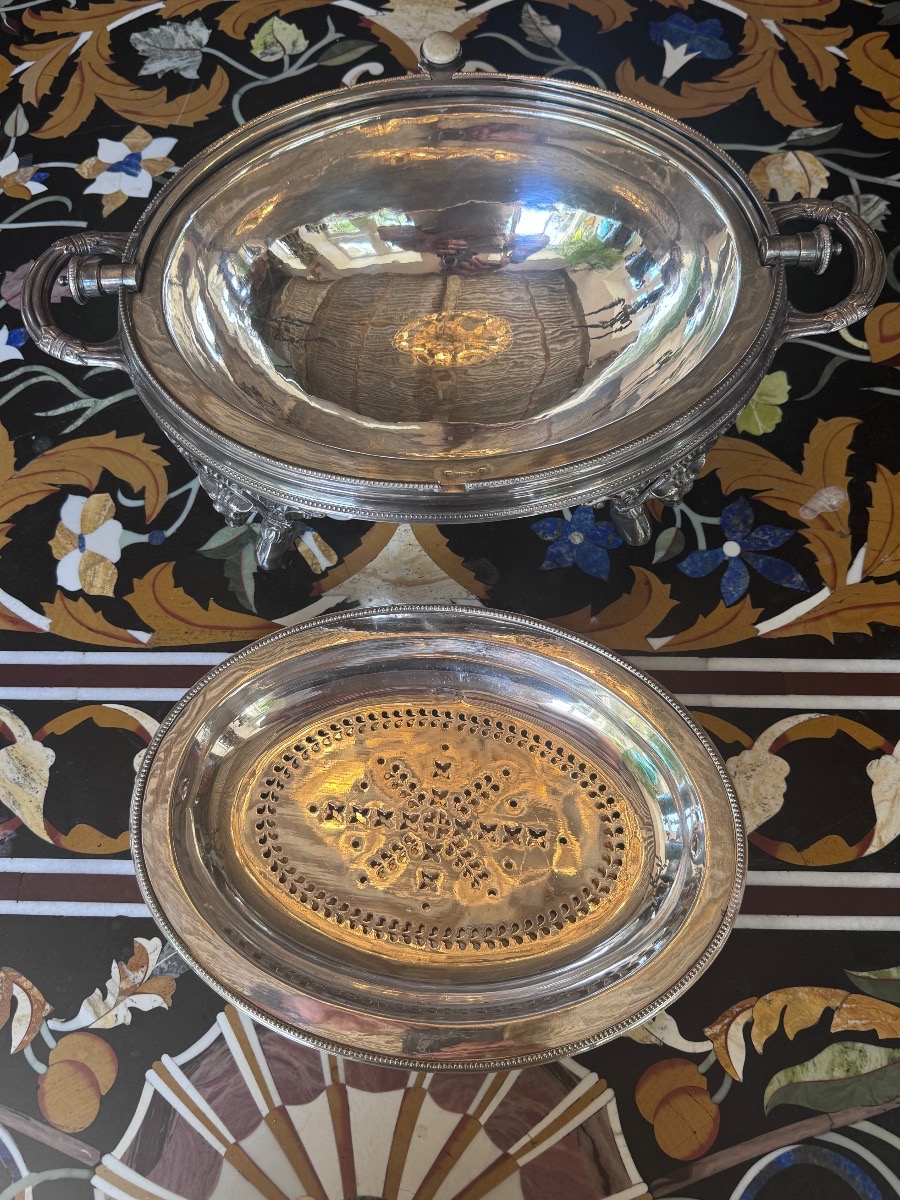 Silver-plated Metal Covered Food Warmer From The Adolphe Boulenger Collection, 19th Century -photo-3