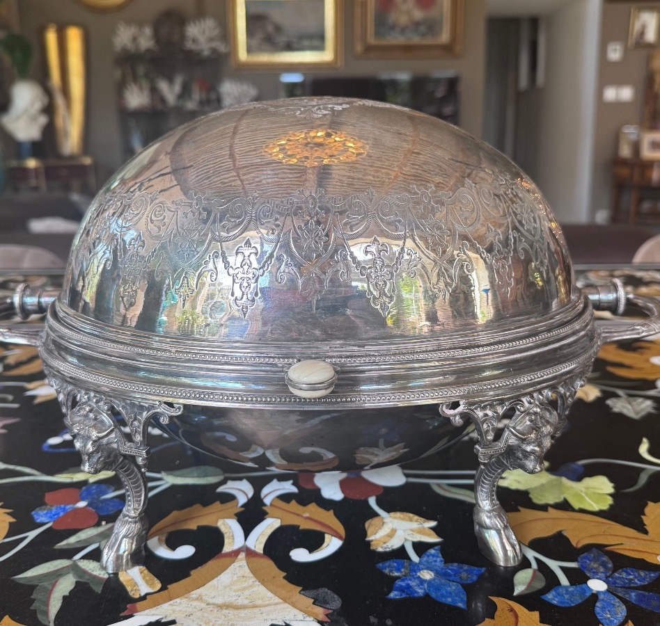 Silver-plated Metal Covered Food Warmer From The Adolphe Boulenger Collection, 19th Century -photo-4