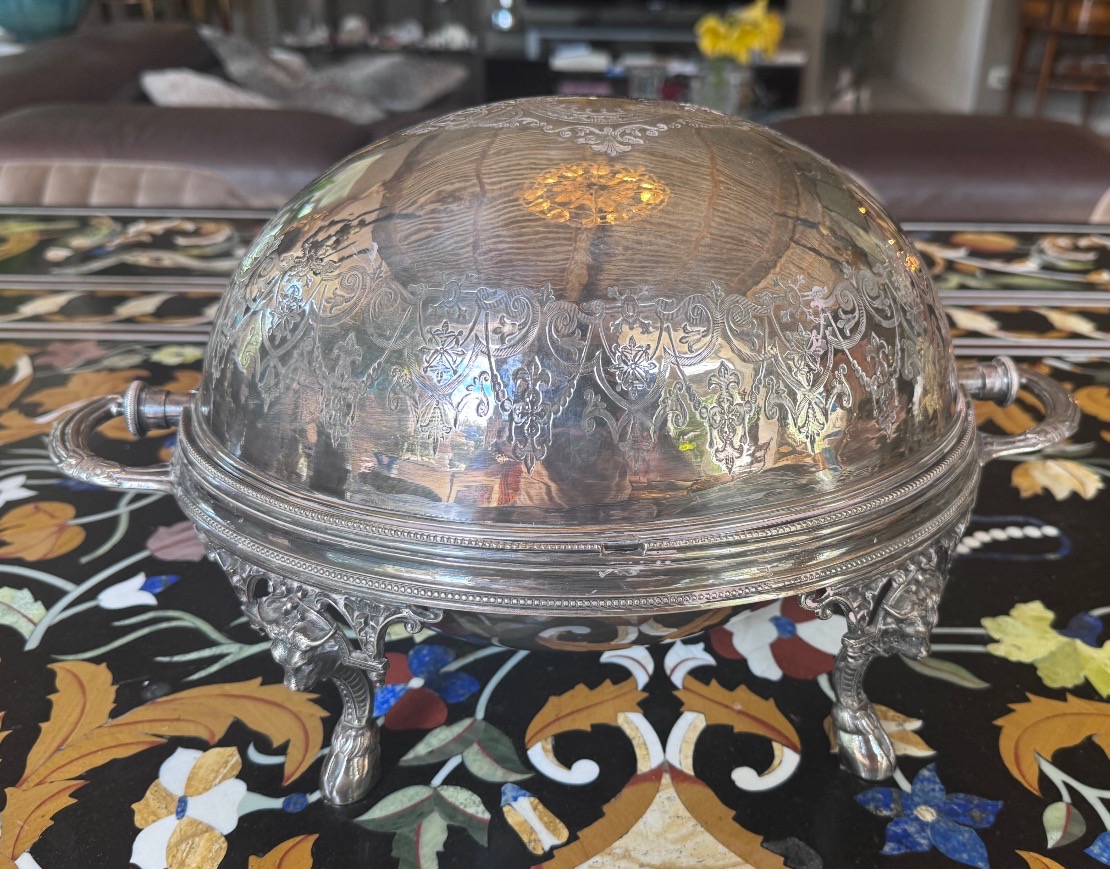 Silver-plated Metal Covered Food Warmer From The Adolphe Boulenger Collection, 19th Century -photo-6