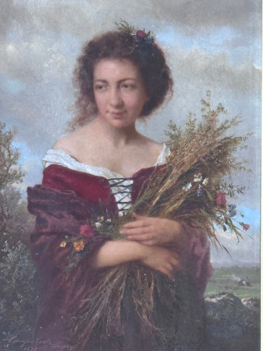 Henry Campotosto (brussels 1833 – London 1910) Young Reaper With A Bouquet From The Fields.-photo-3