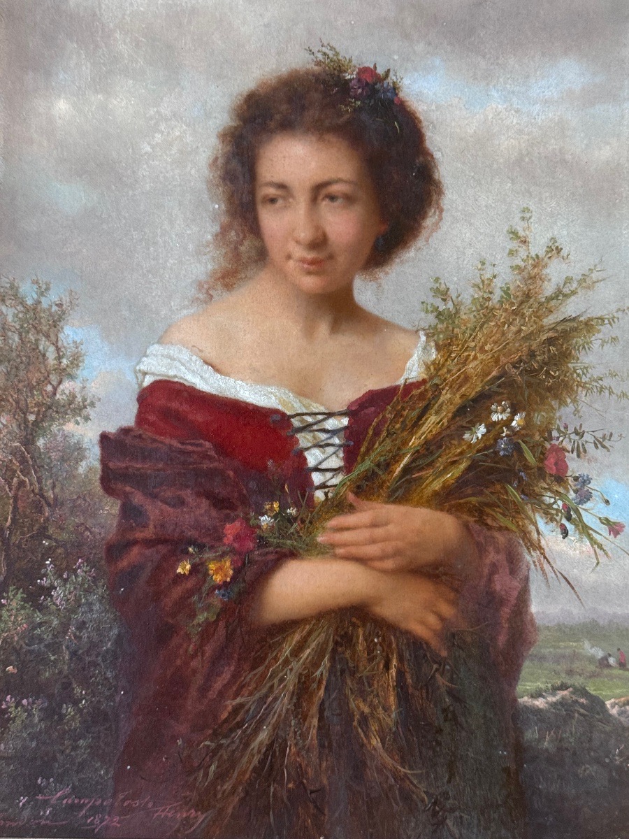 Henry Campotosto (brussels 1833 – London 1910) Young Reaper With A Bouquet From The Fields.-photo-4