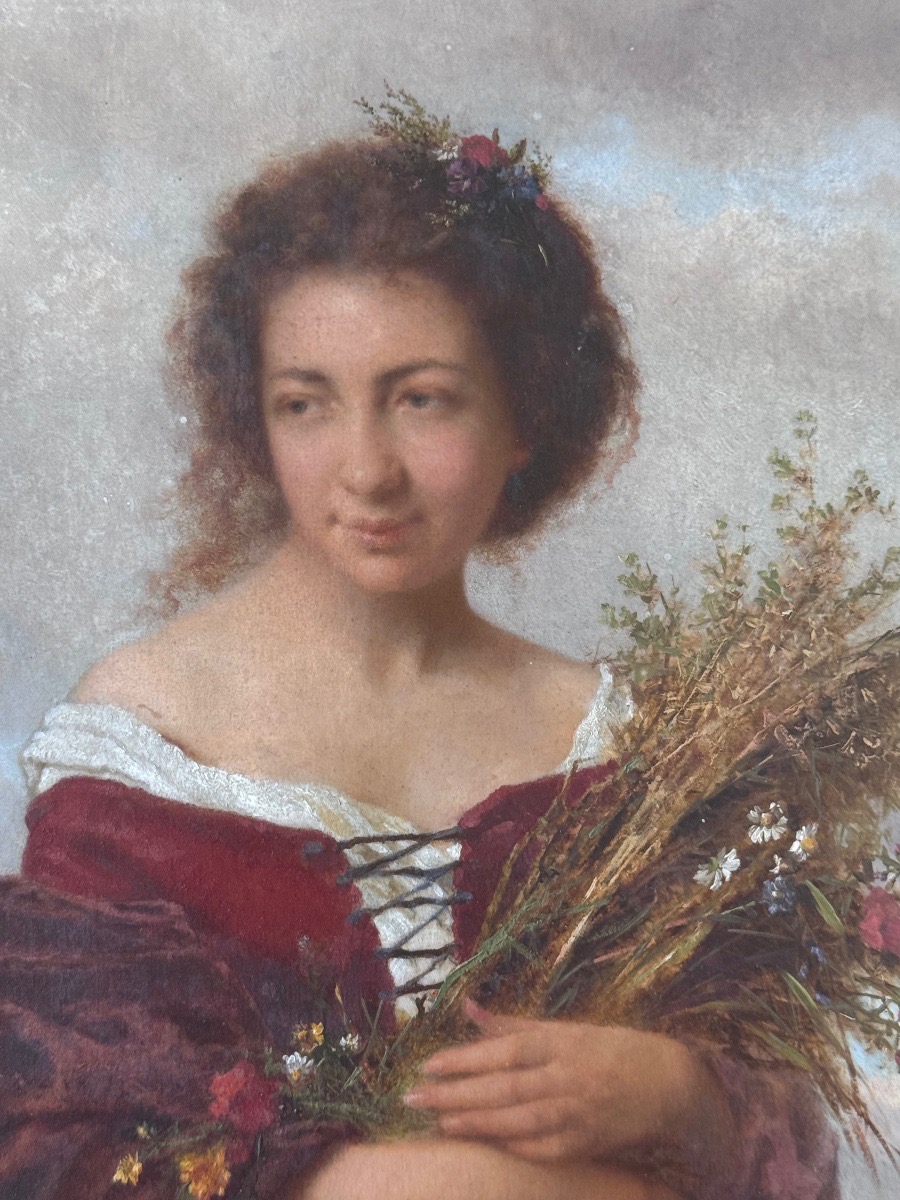 Henry Campotosto (brussels 1833 – London 1910) Young Reaper With A Bouquet From The Fields.-photo-2