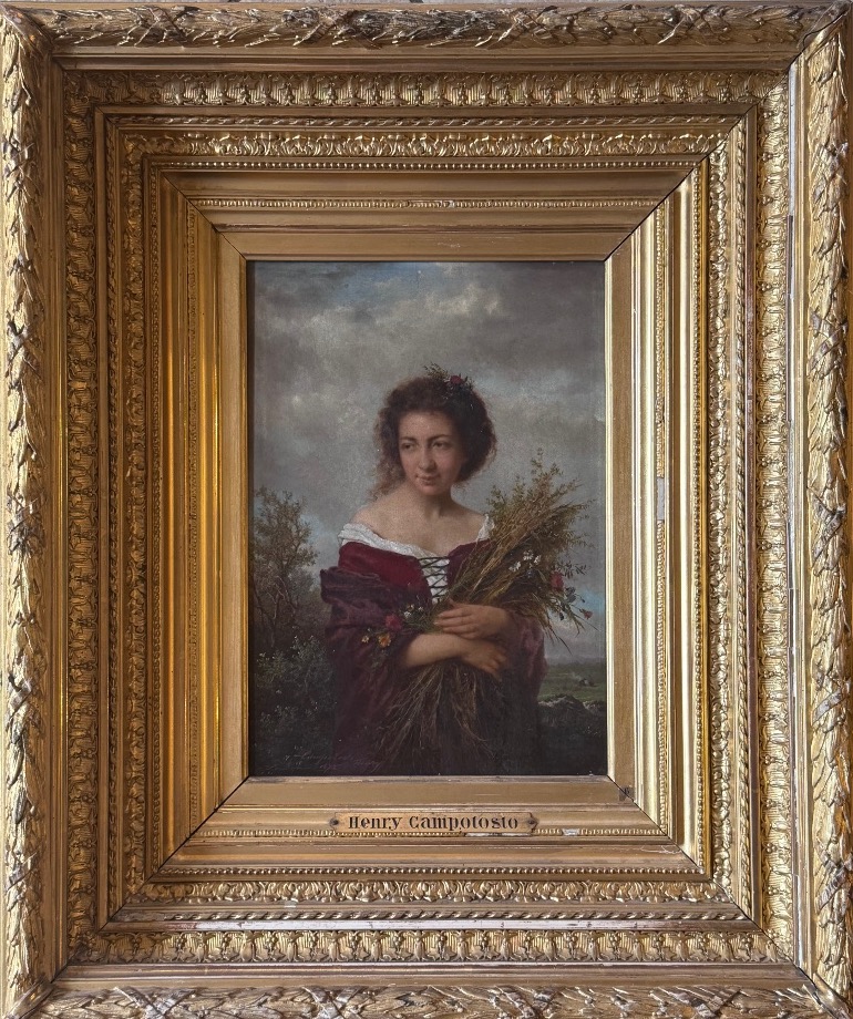 Henry Campotosto (brussels 1833 – London 1910) Young Reaper With A Bouquet From The Fields.