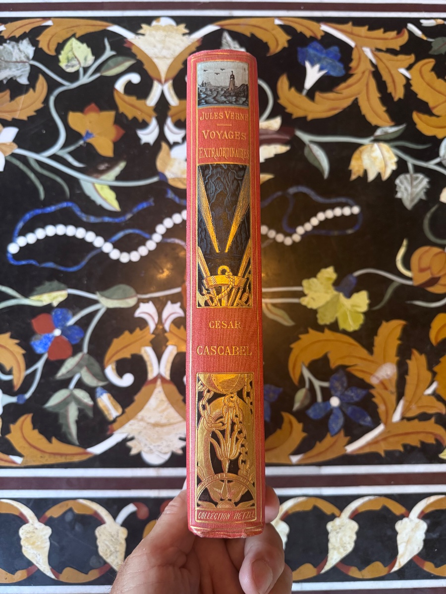 Jules Verne – César Cascabel  Collection Hetzel – Cartonnage polychrome « à l’éléphant »  -photo-3