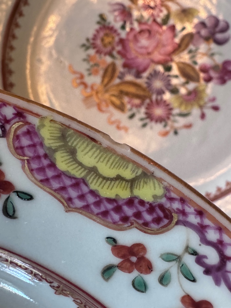 Suite de neuf assiettes en porcelaine de la Compagnie des Indes  Chine, époque Qianlong.-photo-4
