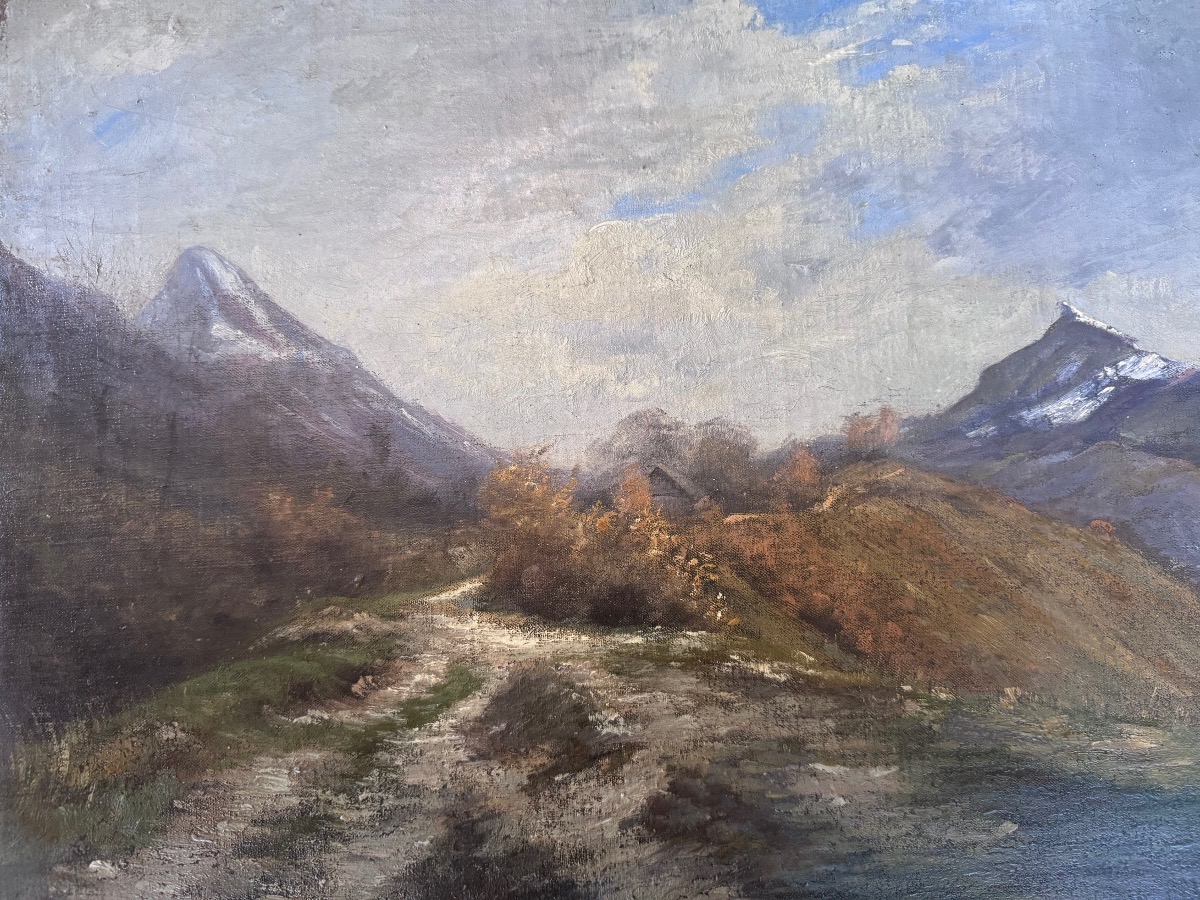 Charles Bertier (1860-1924)  Vue de la Dent de Crolles et du Bec Charvet.-photo-3
