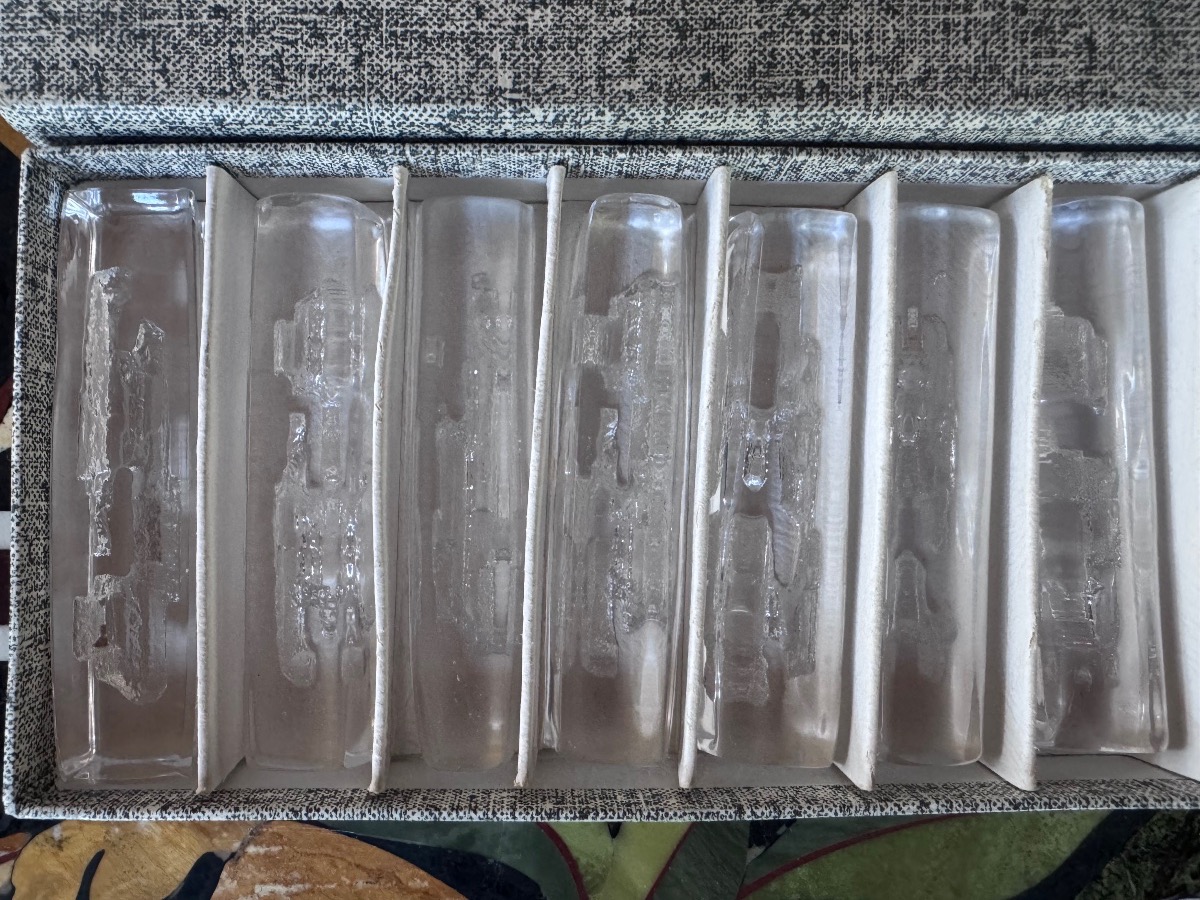 Daum France – Set Of 12 Crystal Knife Blocks – Circa 1960.-photo-2